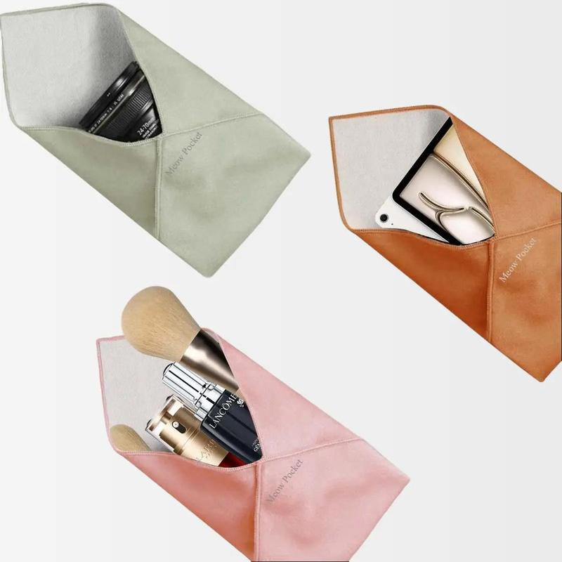 Magic Pocket Adjustable Makeup Bag with Self-Adhesive Wrap, 22x22 Inch Large Capacity Pouch for Travel Cosmetics, Tech Devices, Brushes, and Accessories Protection