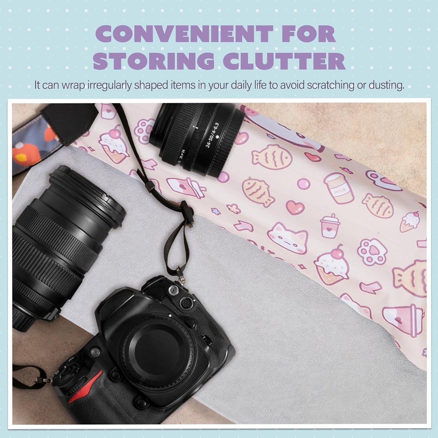 27.6" Self-Adhesive Cat Grooming Wrap - Magic Cloth Restraint for Nail Cutting & Storage Case Kit for Pets (Up to 15lbs)