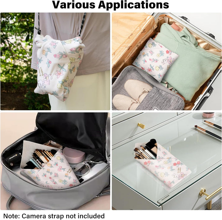 Stylish Self-Adhesive Magic Cloth Makeup Bag - Portable Cosmetic Pouch & Camera Lens Wrap for Travel & Daily Essentials