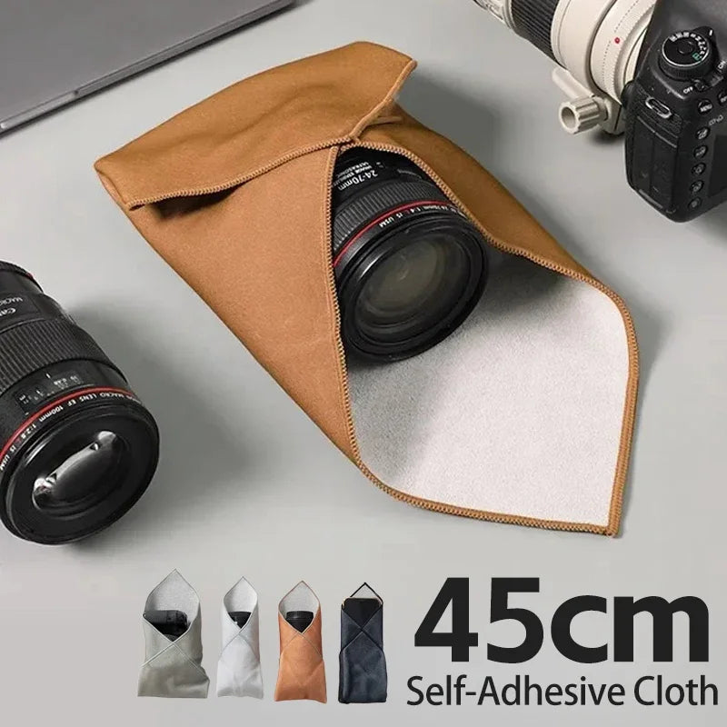 Dustproof Self Adhesive Lens Wrapping Cloth for Camera Tablet Mobile Protective Wrap Soft Cleaning Cloth Camera Bag Insert