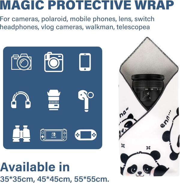 Protective Wrap, Self-Adhesive Magic Cloth Camera Wrap, Storage Cloth, Anti-Scratch, Dustproof, Washable Lens Pouch for DSLR, Smartphones, Laptops, Cosmetic