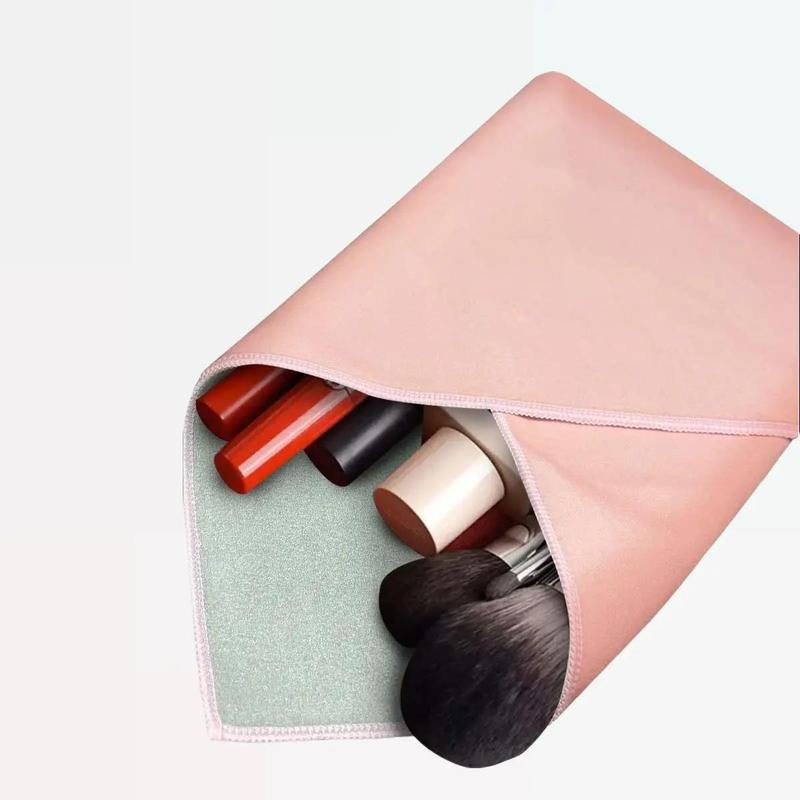 Magic Pocket Adjustable Makeup Bag with Self-Adhesive Wrap, 22x22 Inch Large Capacity Pouch for Travel Cosmetics, Tech Devices, Brushes, and Accessories Protection